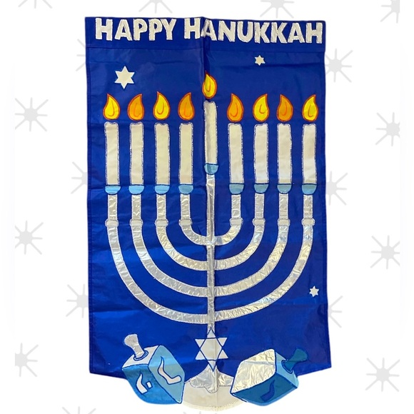 Unbranded Other - NWOT 28” x 45” Happy Hanukkah Holiday Large Applique House Flag Menorah